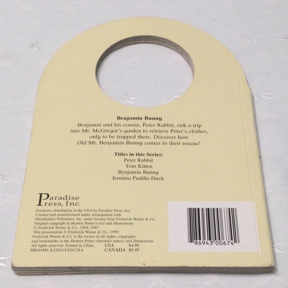 A Beatrix Potter DoorKnob Book Benjamin Bunny Printed 1999 - Picture 2 of 2